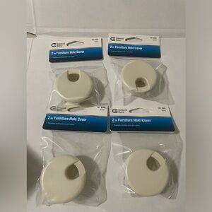 Lot of 4 Commercial Electric Furniture Hole Covers 2” BEIGE Desktop Wires,Cables